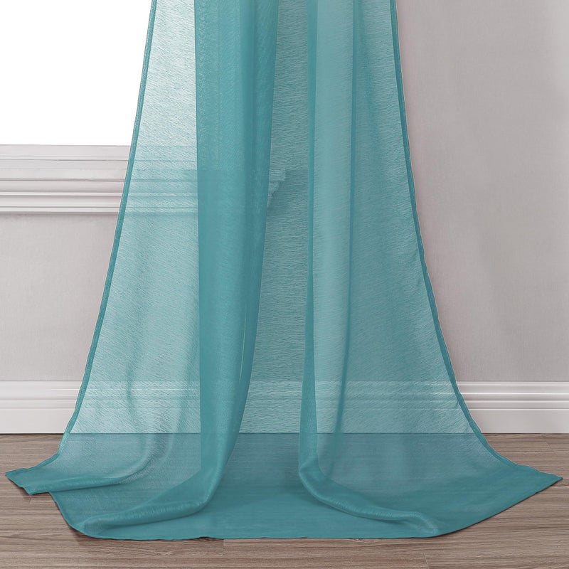 DONREN Luxury Soft Sheer Curtains Scarf for Windows - Semi Voile Window Scarf Valance,52 Inches Wide by 144 Inches Long (1 Panel,Teal) - Image 4